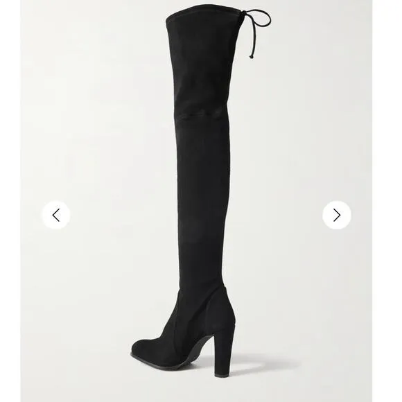 Stuart Weitzman Highland Over The Knee Boot Black Suede  Size 7.5 Narrow