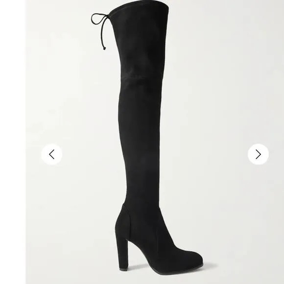 Stuart Weitzman Highland Over The Knee Boot Black Suede  Size 7.5 Narrow