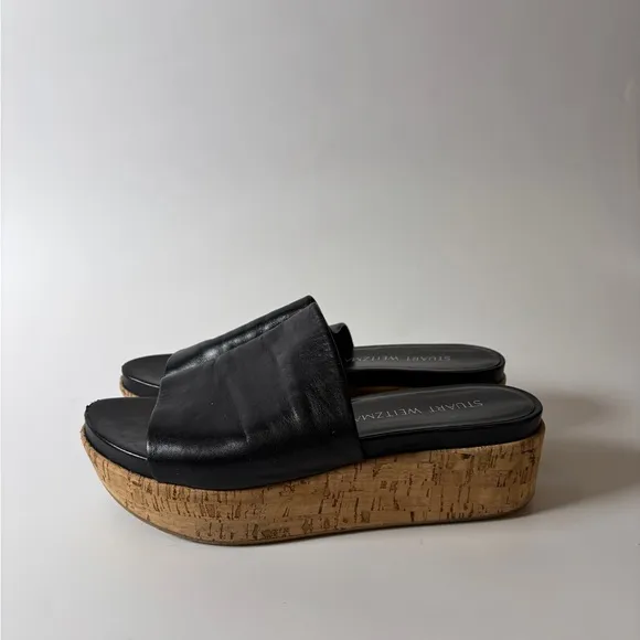 Stuart Weitzman Leather &amp; Cork Slides size 5.5