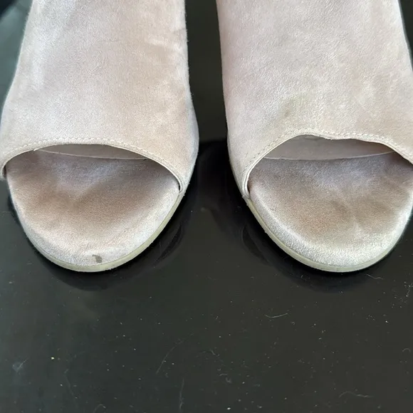 Stuart Weitzman Midler Suede Heel Sandals Nude Blush Tan 7.5
