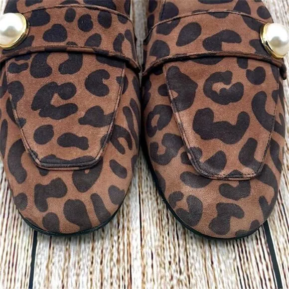 Stuart Weitzman Payson Pearl‎ Women's Size 7 B Suede Cheetah Print Loafer Flats