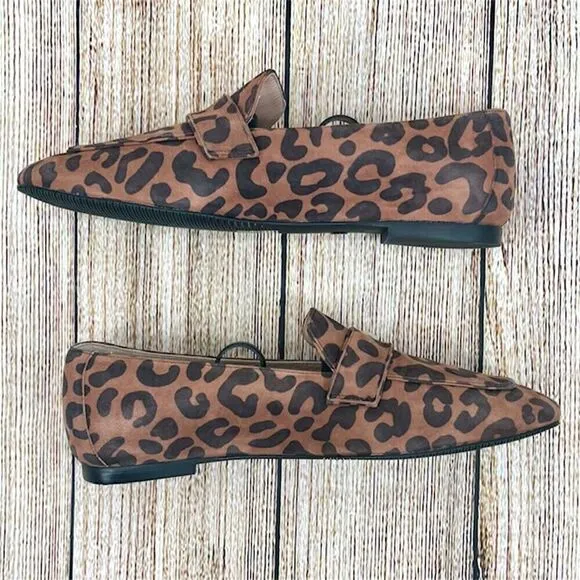 Stuart Weitzman Payson Pearl‎ Women's Size 7 B Suede Cheetah Print Loafer Flats