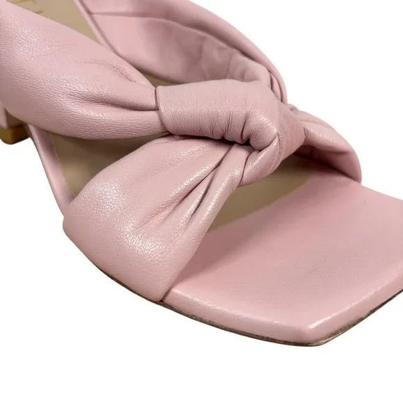 Stuart Weitzman Playa 75 Knot Sandal Womens 6 Pink Square Toe Spool Heel S7073