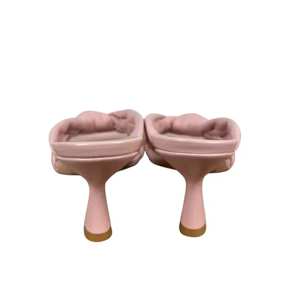 Stuart Weitzman Playa 75 Knot Sandal Womens 6 Pink Square Toe Spool Heel S7073