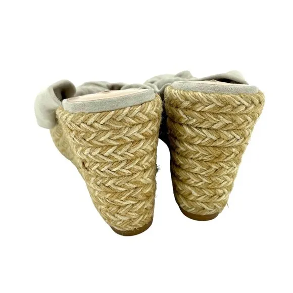 Stuart Weitzman Wedge Sandal Espadrille Light Grey Slides SZ 7 New $395