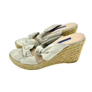 Stuart Weitzman Wedge Sandal Espadrille Light Grey Slides SZ 7 New $395