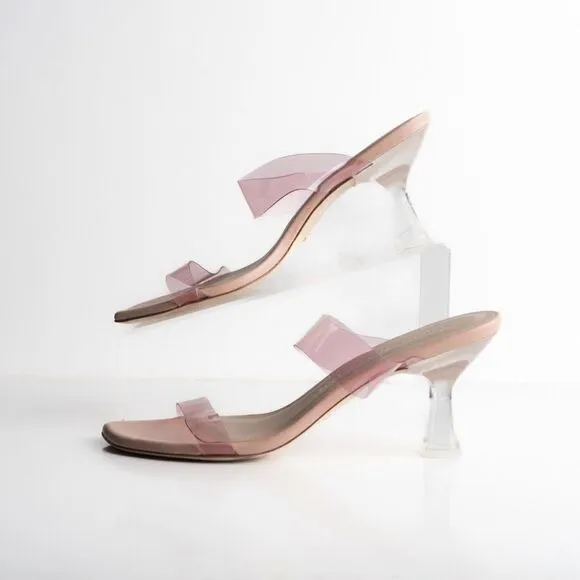 Stuart Weitzman Womens Kristal Clear Sandals Slides US 9.5 EU 40 Light Pink NWD