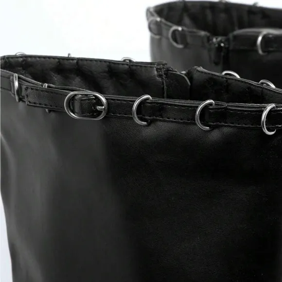 Studded Vegan Leather High Heel Boots