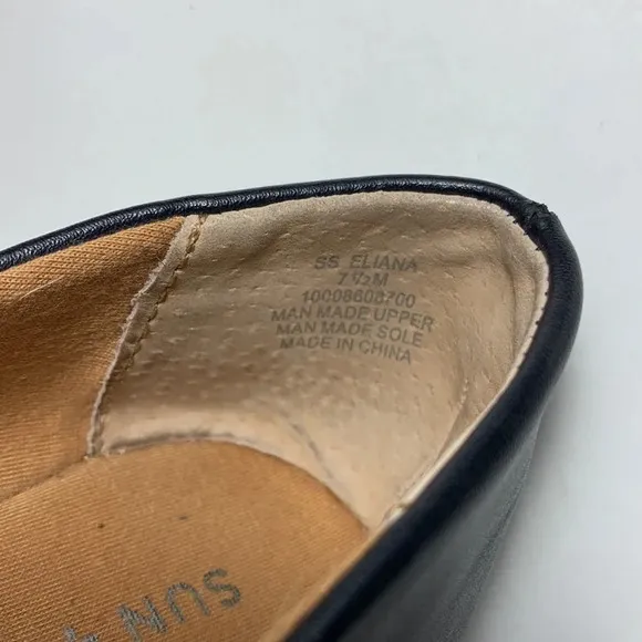 Sun &amp; stone eliana black and cognac faux leather ballet flats lot basic neutral