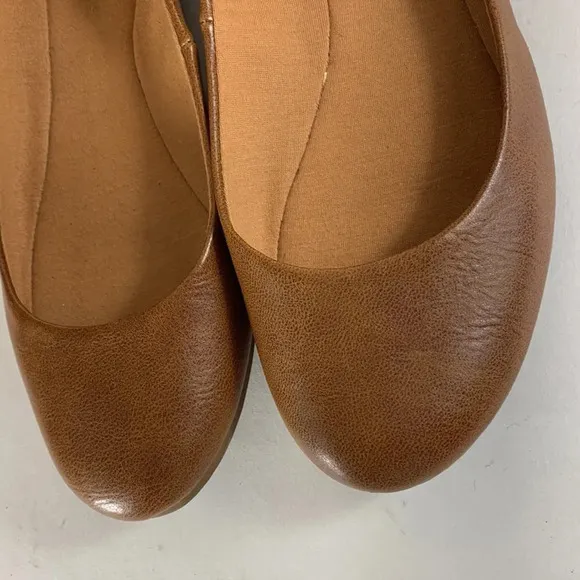 Sun &amp; stone eliana black and cognac faux leather ballet flats lot basic neutral