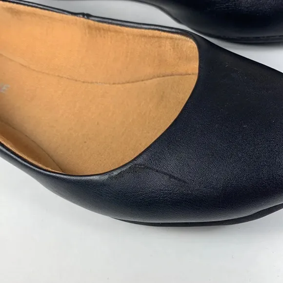 Sun &amp; stone eliana black and cognac faux leather ballet flats lot basic neutral