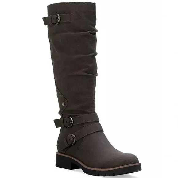 Sun   Stone Brinley Strapped Lug-Sole Boots Charcoal