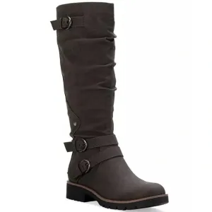 Sun   Stone Brinley Strapped Lug-Sole Boots Charcoal