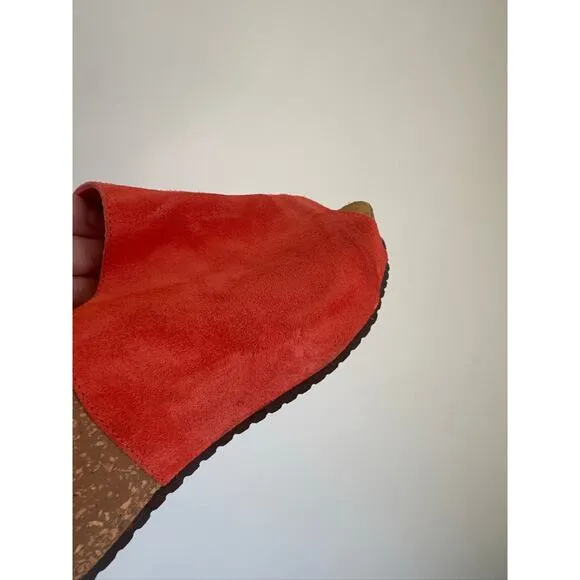 Sundance Suede Cork Wedge Slide Sandals -Size 39