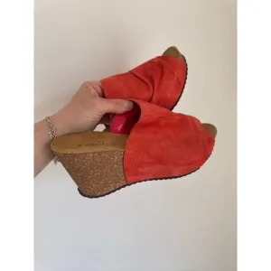 Sundance Suede Cork Wedge Slide Sandals -Size 39