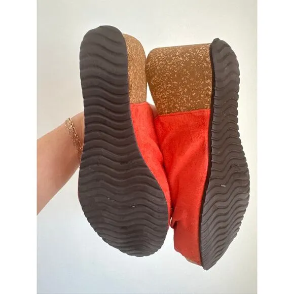 Sundance Suede Cork Wedge Slide Sandals -Size 39