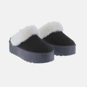 🆕️Super Comfy Thick Bottom Fur Trim Snow Slippers c2-s1-66