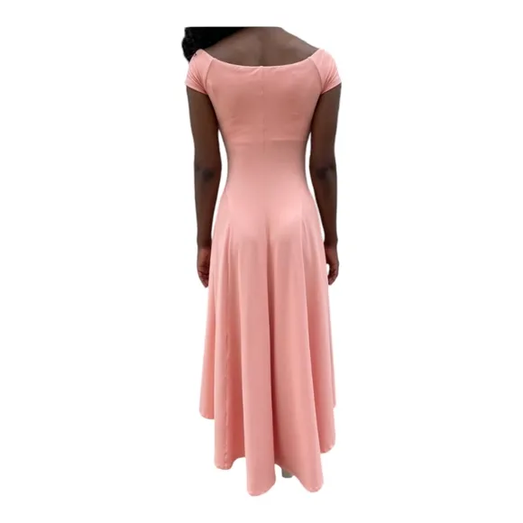 Susana Monaco Peaches Stretch Knit Off Shoulder High Low Midi Dress Medium
