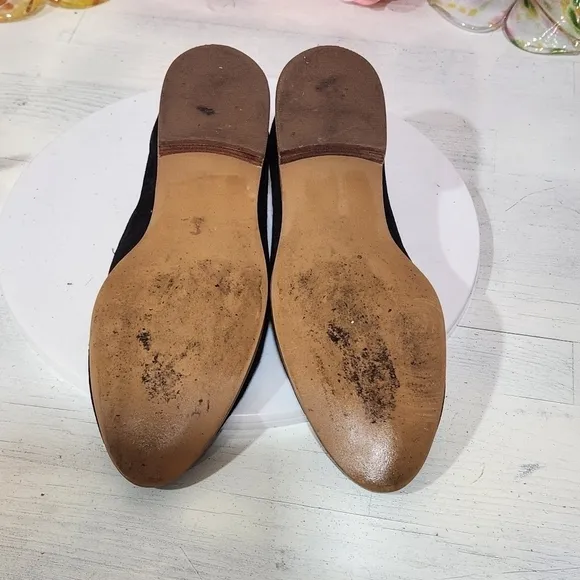 SUSINA Black Perforated Suede Leather Loafers Shoes Flats Size 9M