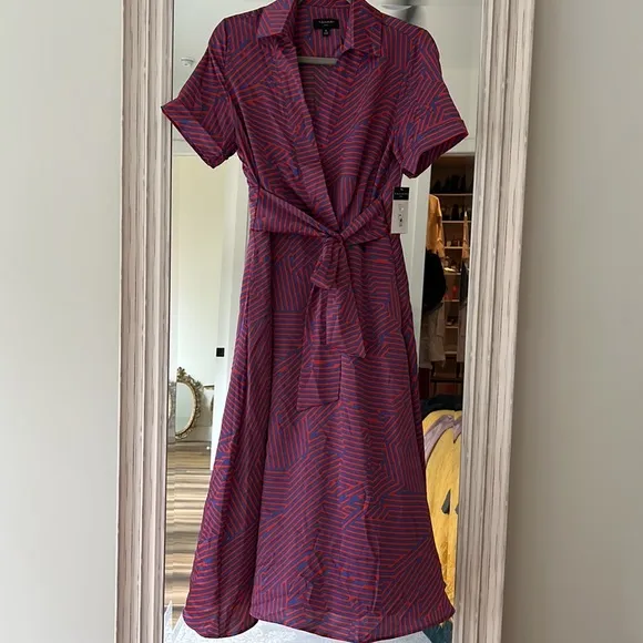 TAHARI ASL‎ Faux Wrap Dress Geometric Print Size 6 *Worn Once* EUC