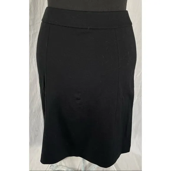 Talbots Black Front Button Detail Faux Wrap Skirt