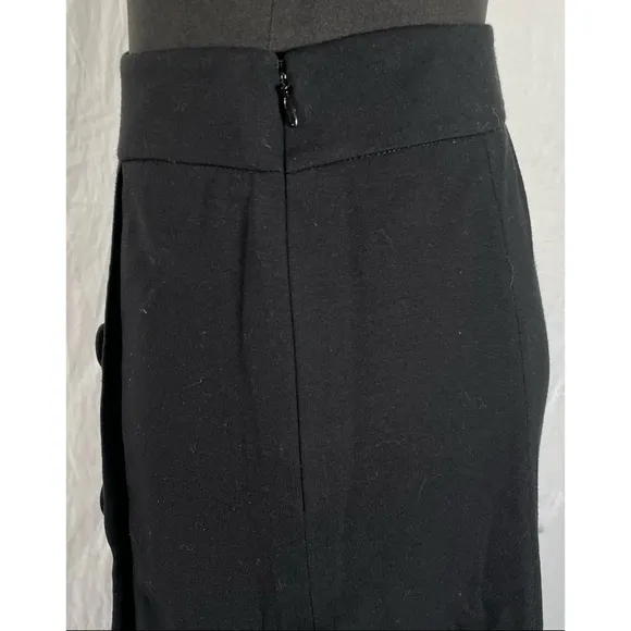 Talbots Black Front Button Detail Faux Wrap Skirt