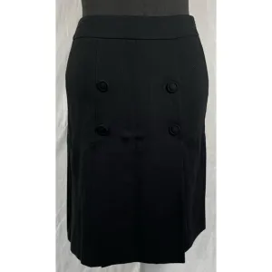 Talbots Black Front Button Detail Faux Wrap Skirt