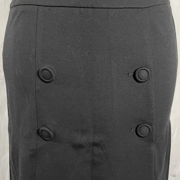 Talbots Black Front Button Detail Faux Wrap Skirt