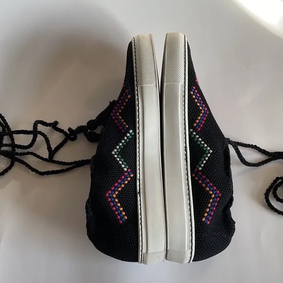 Tamara Mellon Black Sonic-Knit Crochet Tassel Lace sneakers Size 36.5 EU