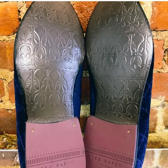 Ted Baker Quilted Velvet Loafers in Deep Blue