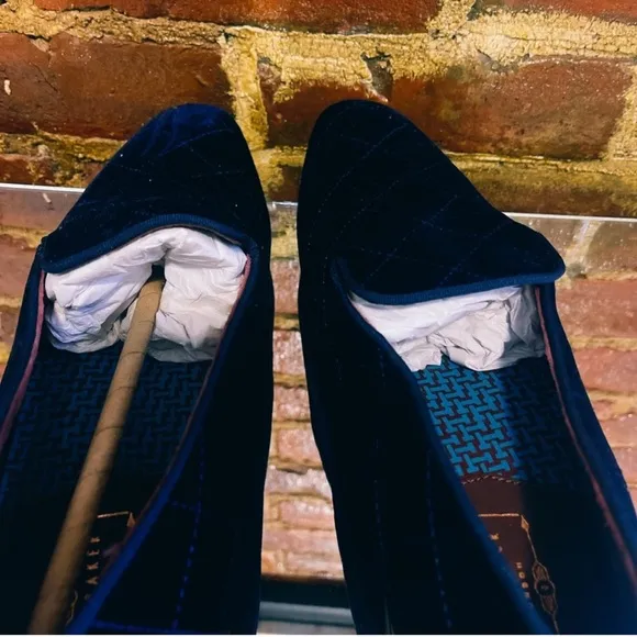 Ted Baker Quilted Velvet Loafers in Deep Blue