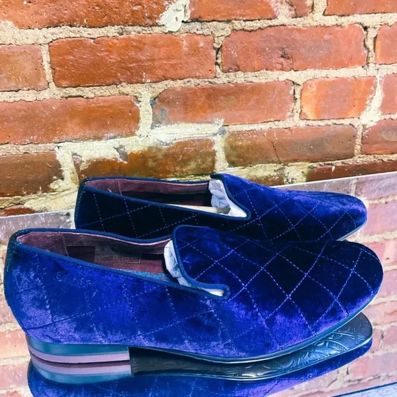 Ted Baker Quilted Velvet Loafers in Deep Blue