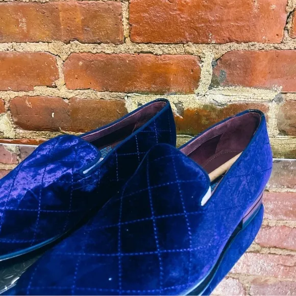 Ted Baker Quilted Velvet Loafers in Deep Blue