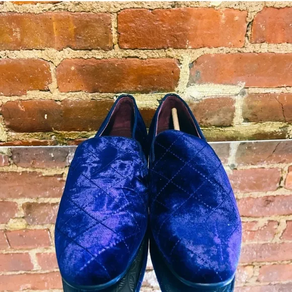 Ted Baker Quilted Velvet Loafers in Deep Blue