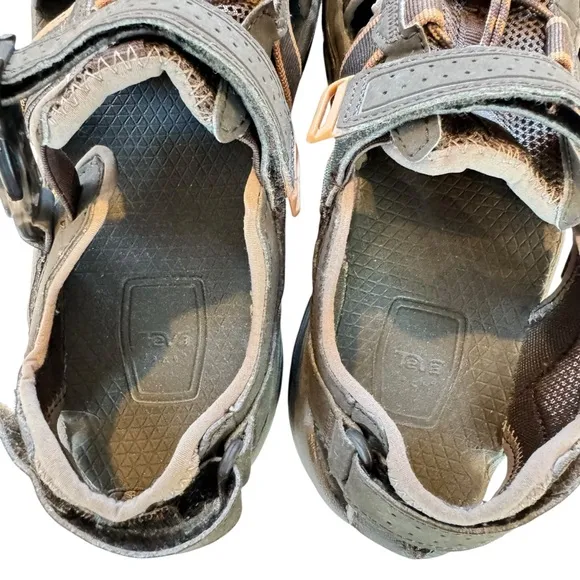 Teva Men's 10 Omnium 2 Water Hybrid Sandals Closed Toe Brown/Orange Bungee