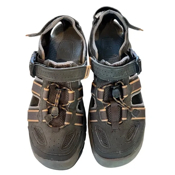 Teva Men's 10 Omnium 2 Water Hybrid Sandals Closed Toe Brown/Orange Bungee