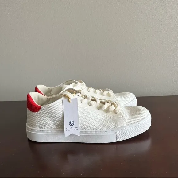 The Greats Royal Knit Sneakers White Red Men’s Size 7/ Women’s 8.5