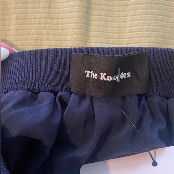 The Kooples Navy Pleated Knit Midi Skirt