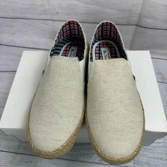 The Original Ben Sherman Natural Cotton Jenson Heel Slip on Shoes Size 8