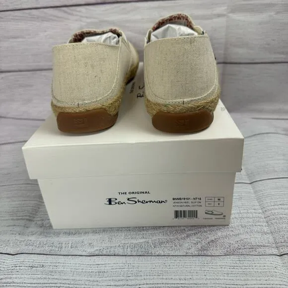 The Original Ben Sherman Natural Cotton Jenson Heel Slip on Shoes Size 8