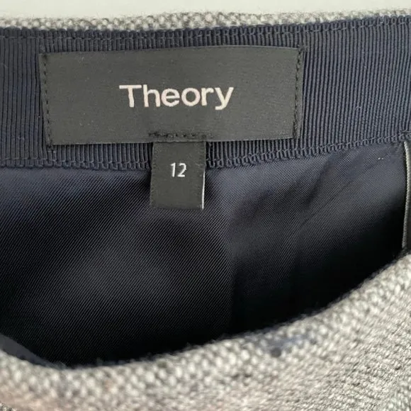 Theory Easy Waist Wool Skirt in Speckled Grey Size 12 NWT