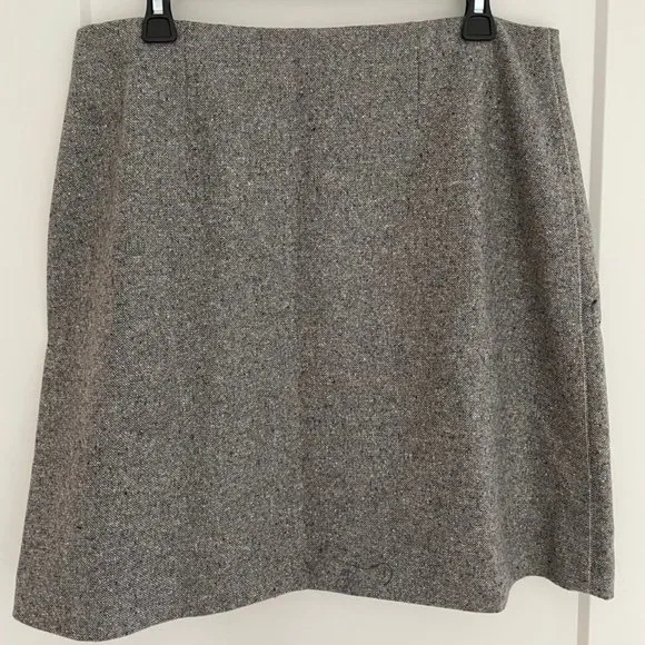 Theory Easy Waist Wool Skirt in Speckled Grey Size 12 NWT