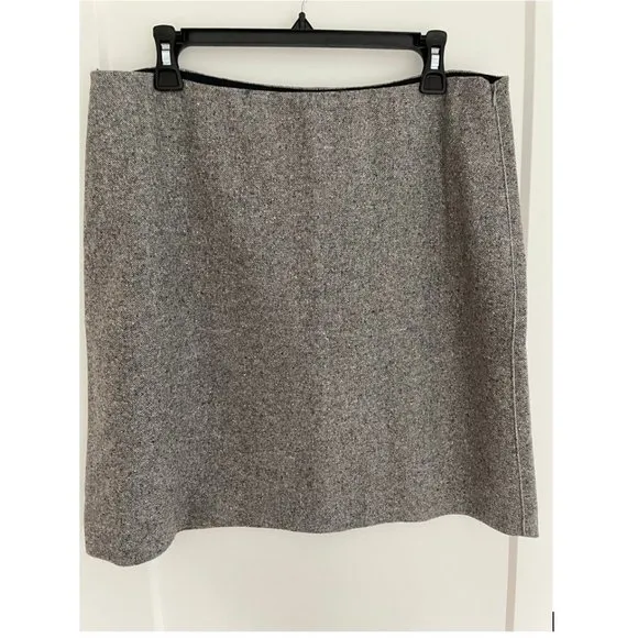 Theory Easy Waist Wool Skirt in Speckled Grey Size 12 NWT