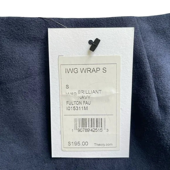 Theory Fulton Faux Suede Brilliant Navy Wrap Mini Skirt NWT Womens Size S
