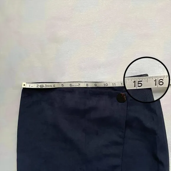 Theory Fulton Faux Suede Brilliant Navy Wrap Mini Skirt NWT Womens Size S