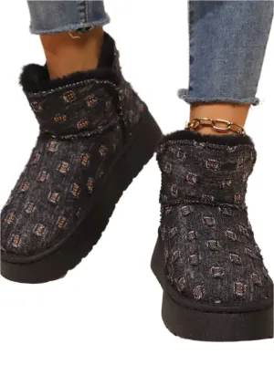 Thermal Plush Round Toe Platform Boots