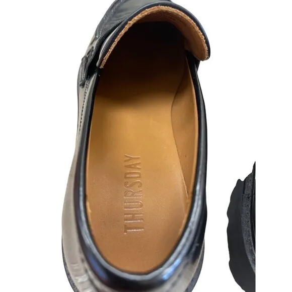 Thursday Everydat mens black Leather Penny slip on Loafer shoes size 8 SKU 8543