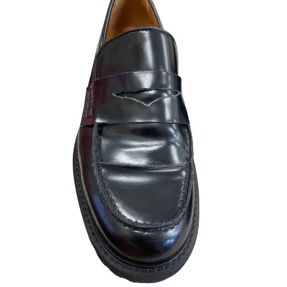 Thursday Everydat mens black Leather Penny slip on Loafer shoes size 8 SKU 8543