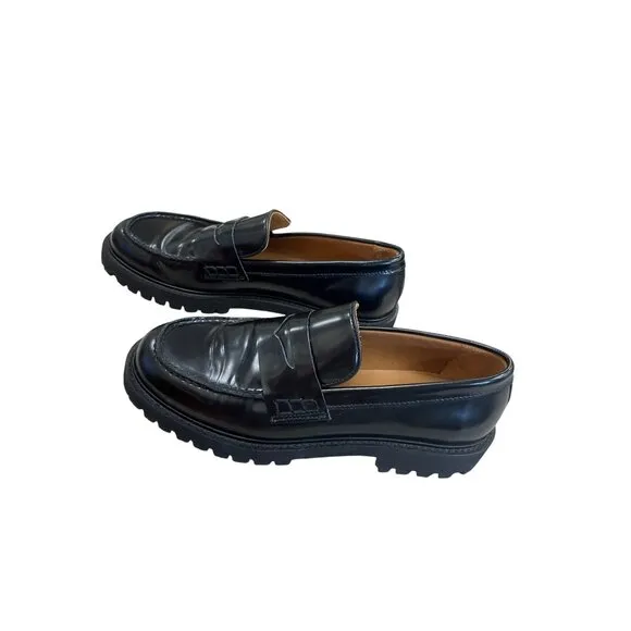 Thursday Everydat mens black Leather Penny slip on Loafer shoes size 8 SKU 8543