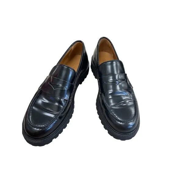 Thursday Everydat mens black Leather Penny slip on Loafer shoes size 8 SKU 8543